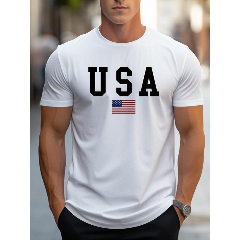 Premium Crew Neck USA Graphic T-shirt - Lightweight Summer Sports Shirt for Men