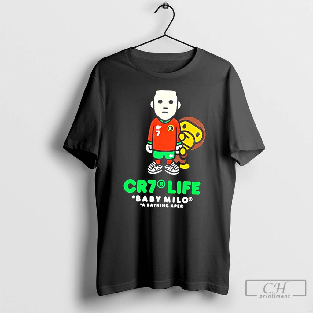 Premium Cristiano Ronaldo X Bape Cr7 Life Baby Milo A Bathing Ape Tee T Shirts