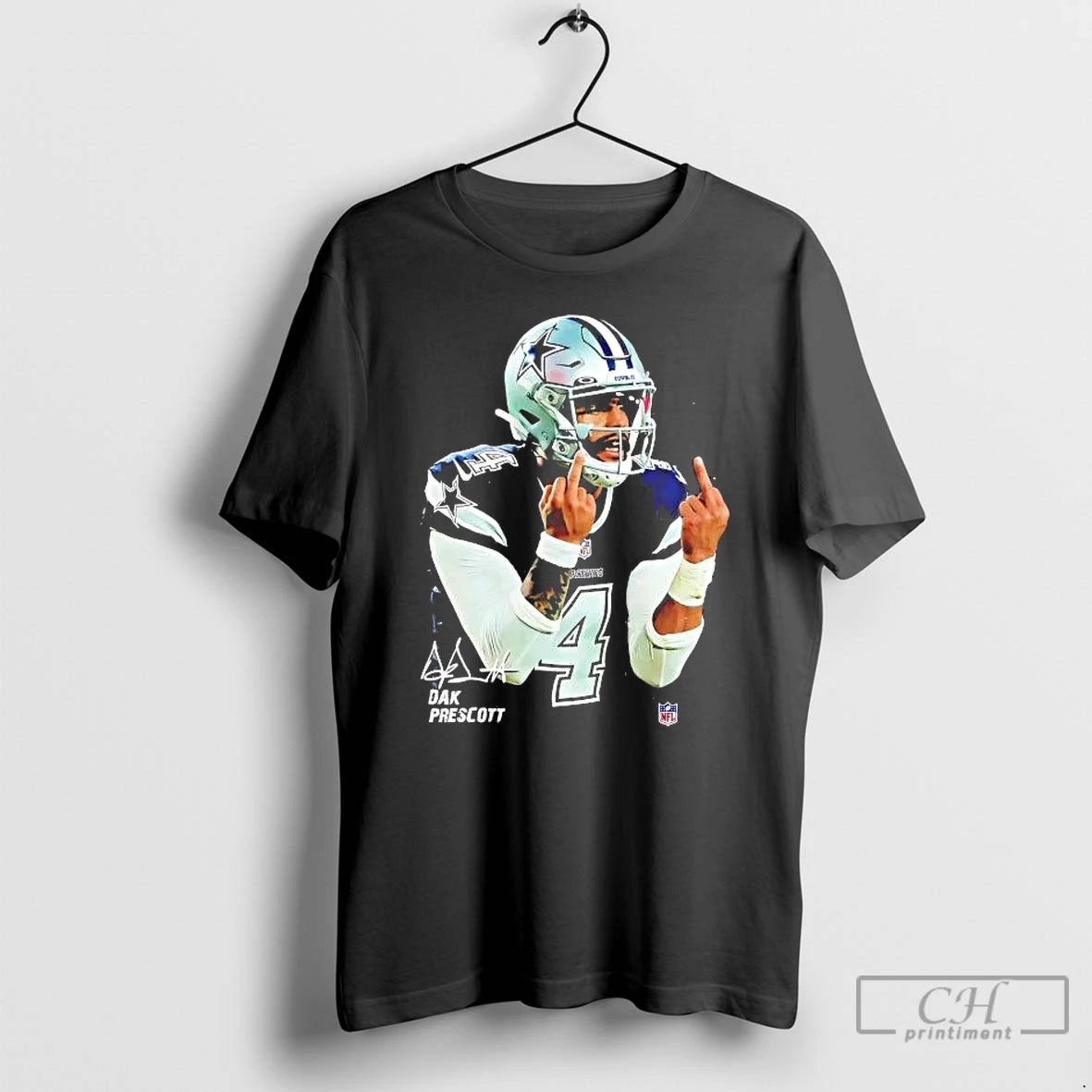 Premium Dak Prescott Middle Finger Dallas Cowboys Signature T-Shirts, Hoodie, Sweatshirt | DripVista.com