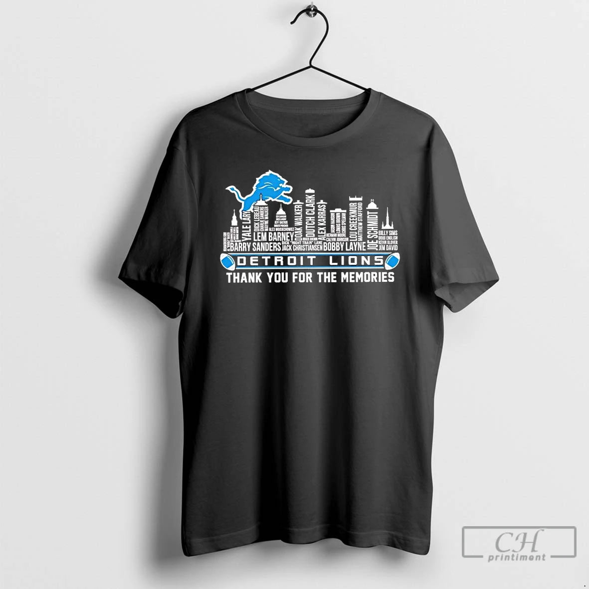 Premium Detroit Lions Players Names Skyline Thank You For The Memories T-Shirts, Hoodie, Sweatshirt | DripVista.com
