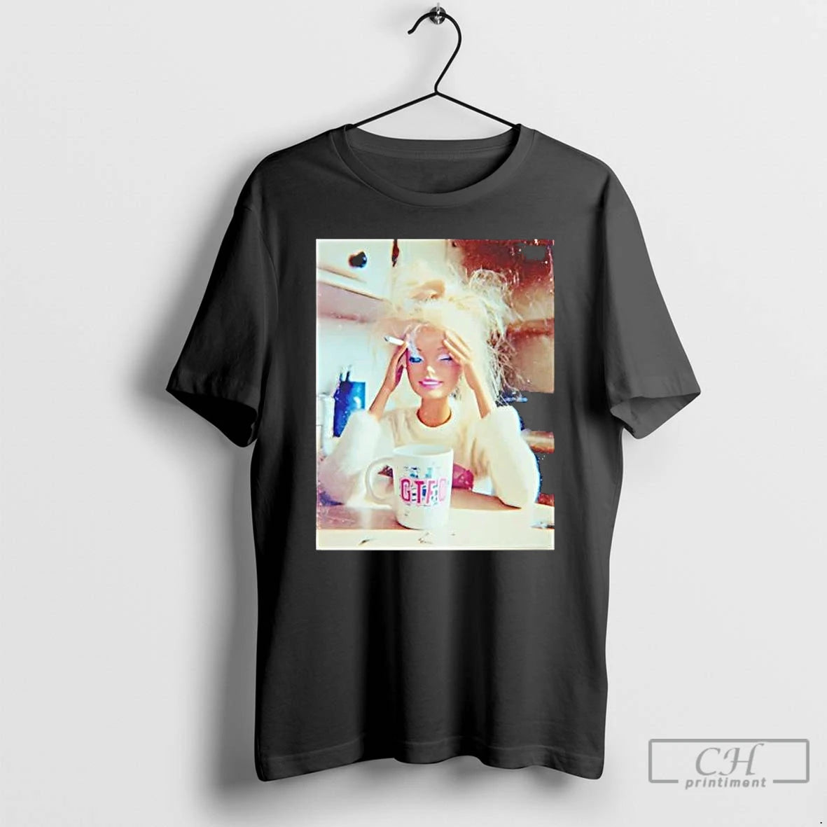 Premium Distressed Doll Smoking Face Meme T-Shirts, Hoodie, Sweatshirt | DripVista.com