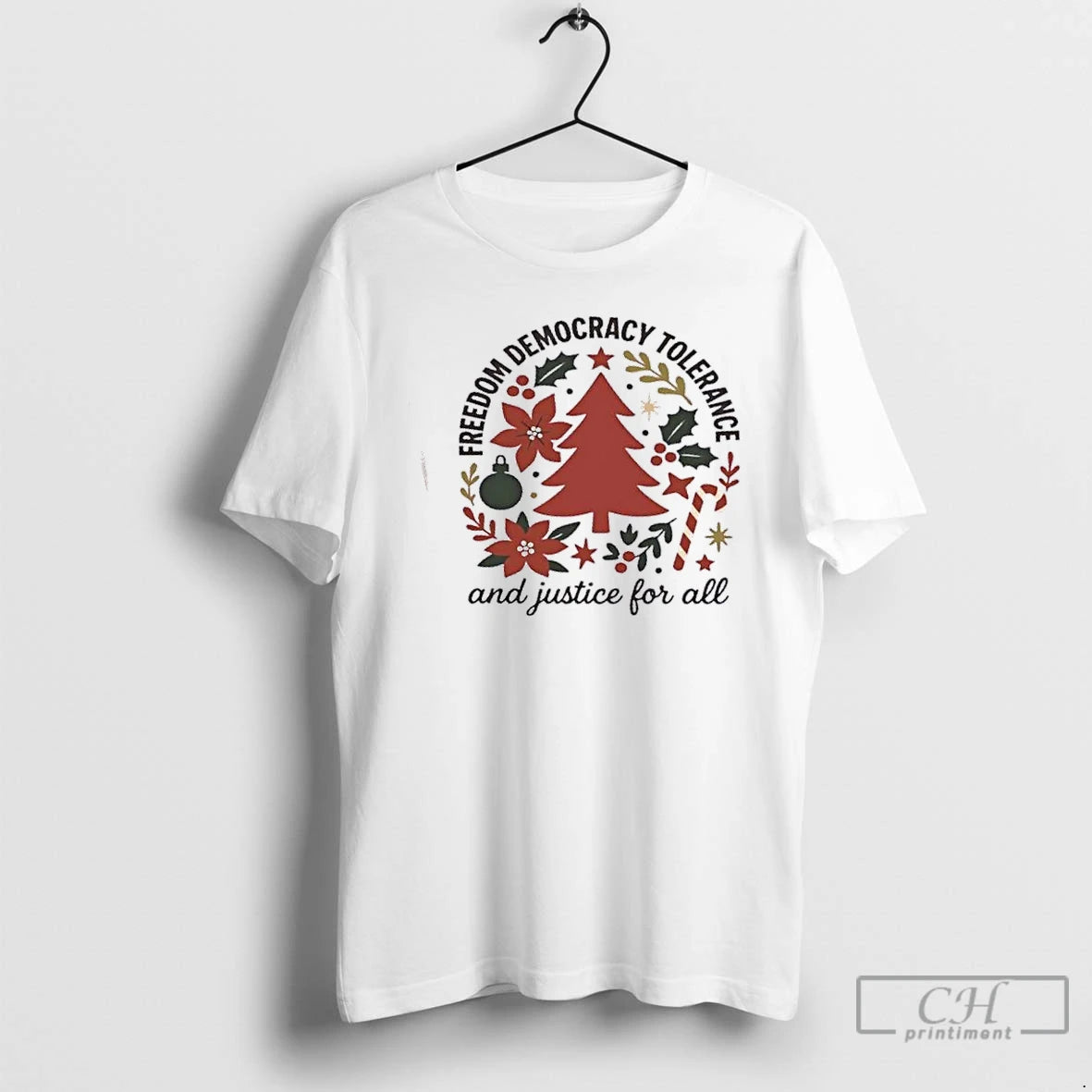 Premium Fdt Freedom Democracy Tolerance And Justice For All Christmas Tree T-Shirts, Hoodie, Sweatshirt | DripVista.com