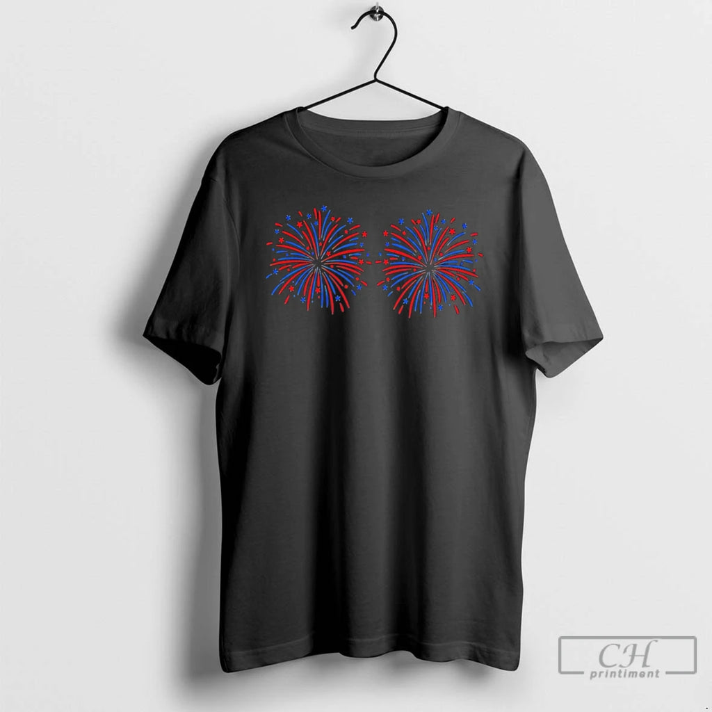Premium Fireworks Over Boobs Tee