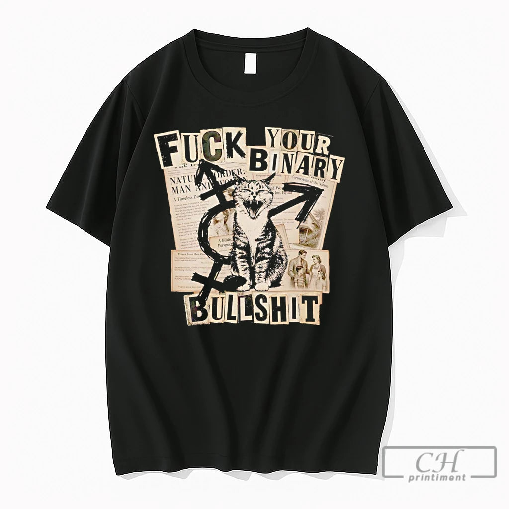 Premium Gender Neutral Kitty Cat Fuck Your Binary Bullshit Vintage