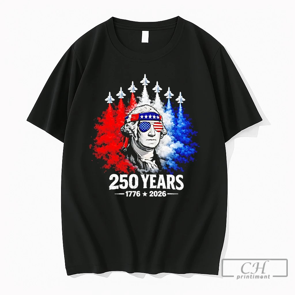 Premium George Washington Fighter Jet 250 Years 1776 2026 United States Patriotic T Shirts Sweater