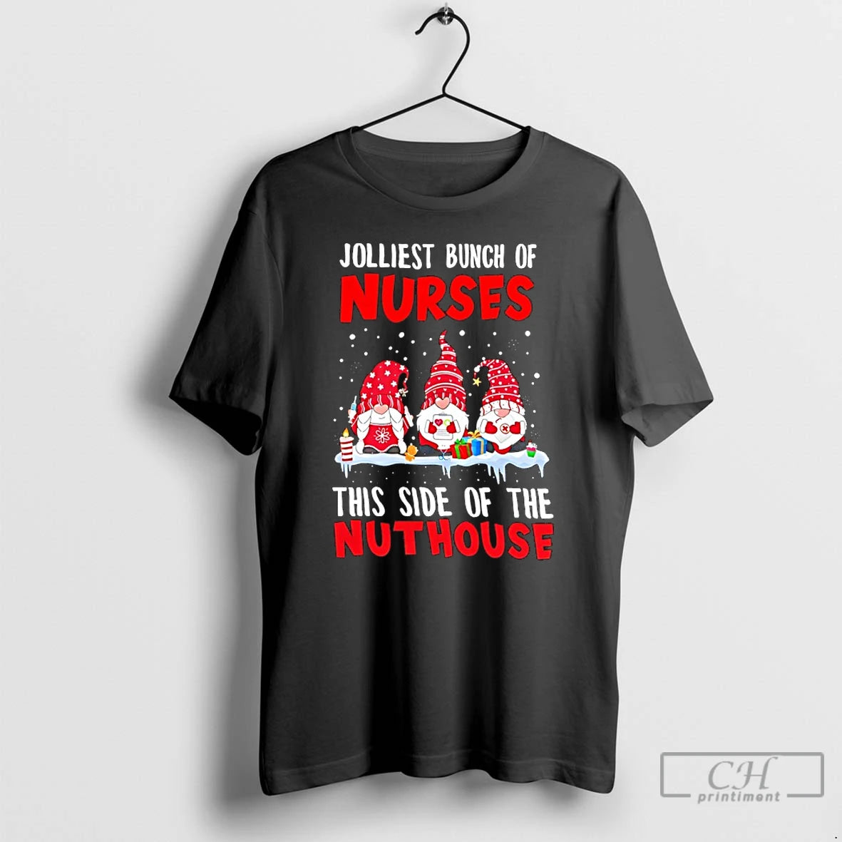 Premium Gnomes Jolliest Bunch Of Nurses This Side Of The Nuthouse T-Shirts, Hoodie, Sweatshirt | DripVista.com