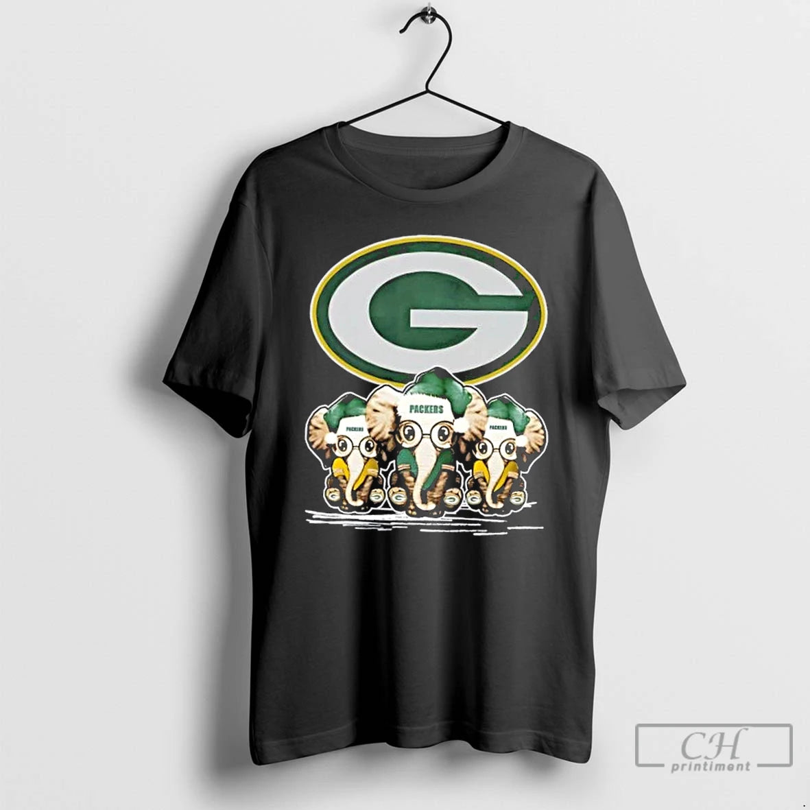 Premium Green Bay Packers X Elephants Santa Hat Merry Christmas T-Shirts, Hoodie, Sweatshirt | DripVista.com