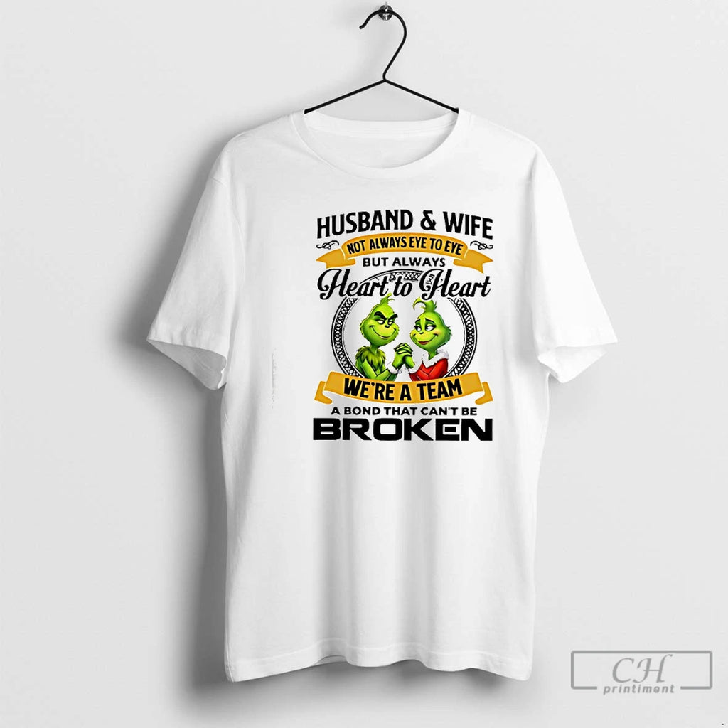 Premium Grinch Husband Wife Not Always Eye To Eye But Always Heart To Heart Were T-Shirts, Hoodie, Sweatshirt | DripVista.com