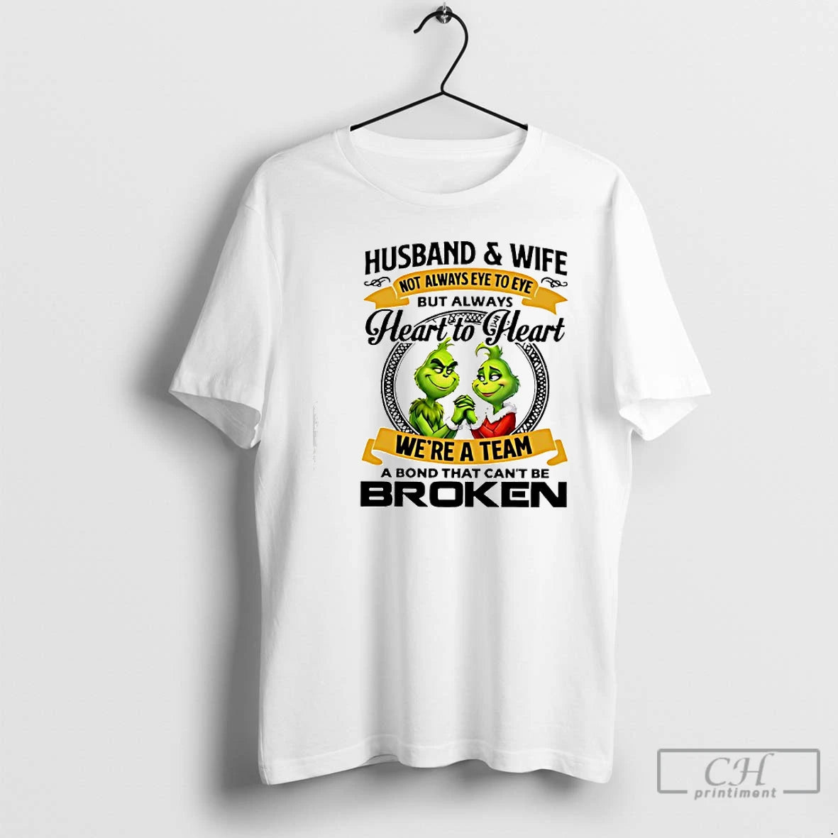 Premium Grinch Husband Wife Not Always Eye To Eye But Always Heart To Heart Were T-Shirts, Hoodie, Sweatshirt | DripVista.com