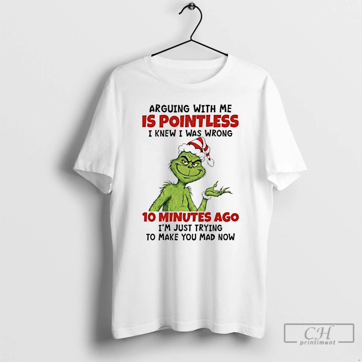 Premium Grinch Santa Claus Arguing With Me Is Pointless I Knew I Was Wrong 10 T-Shirts, Hoodie, Sweatshirt | DripVista.com