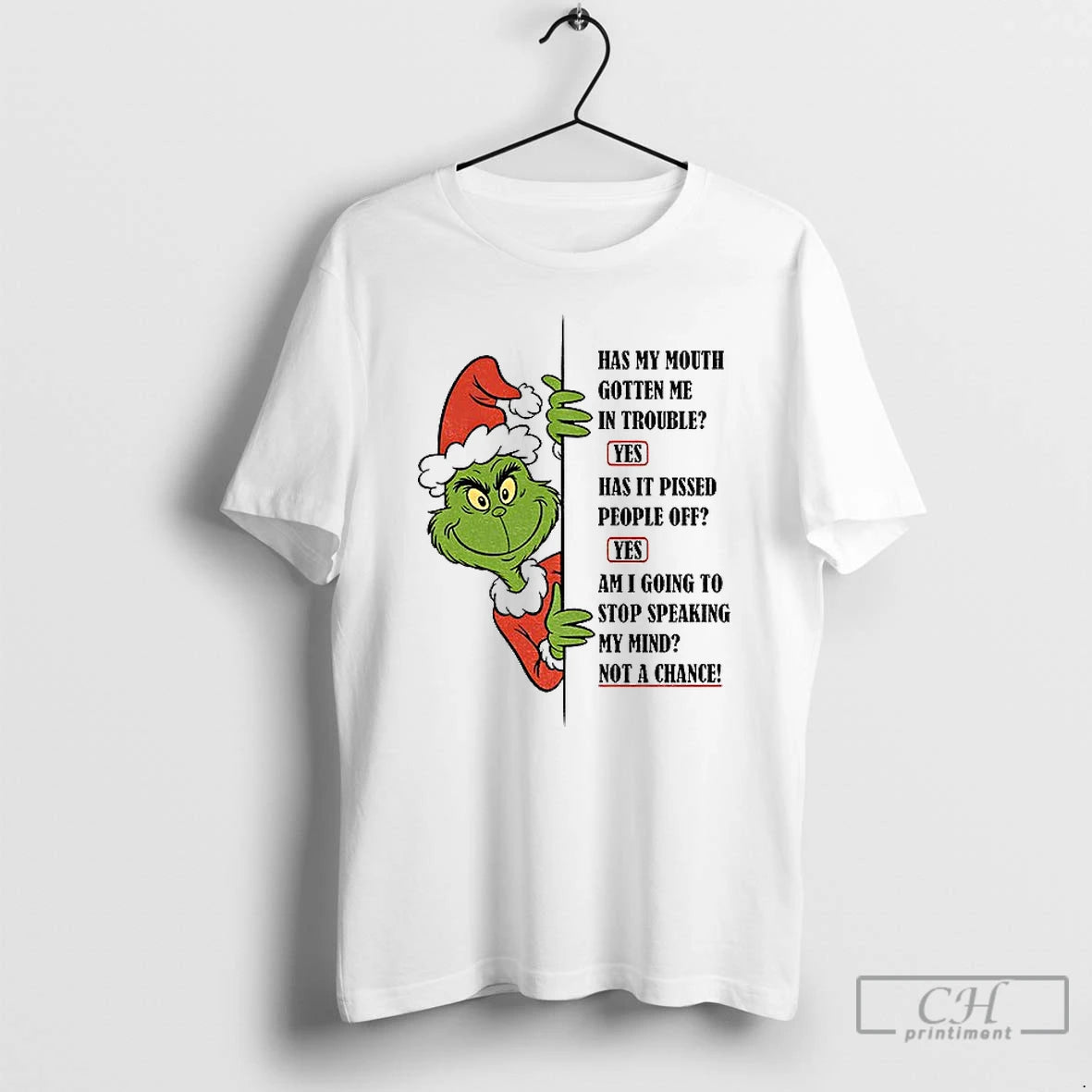 Premium Grinch Santa Has My Mouth Gotten Me In Trouble Yes Has It Pissed People T-Shirts, Hoodie, Sweatshirt | DripVista.com