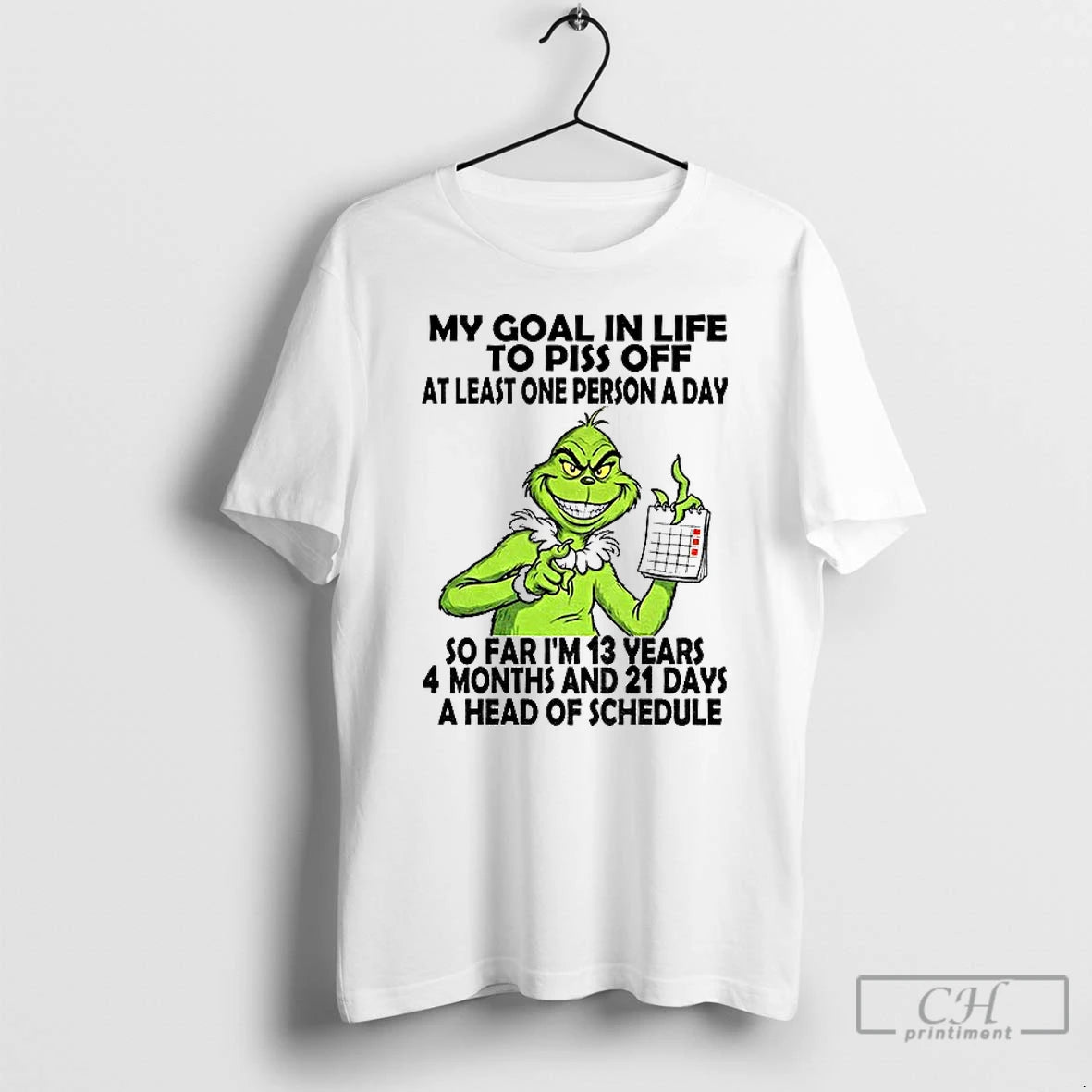 Premium Grinch My Goal In Life To Piss Off At Least One Person A Day T-Shirts, Hoodie, Sweatshirt | DripVista.com