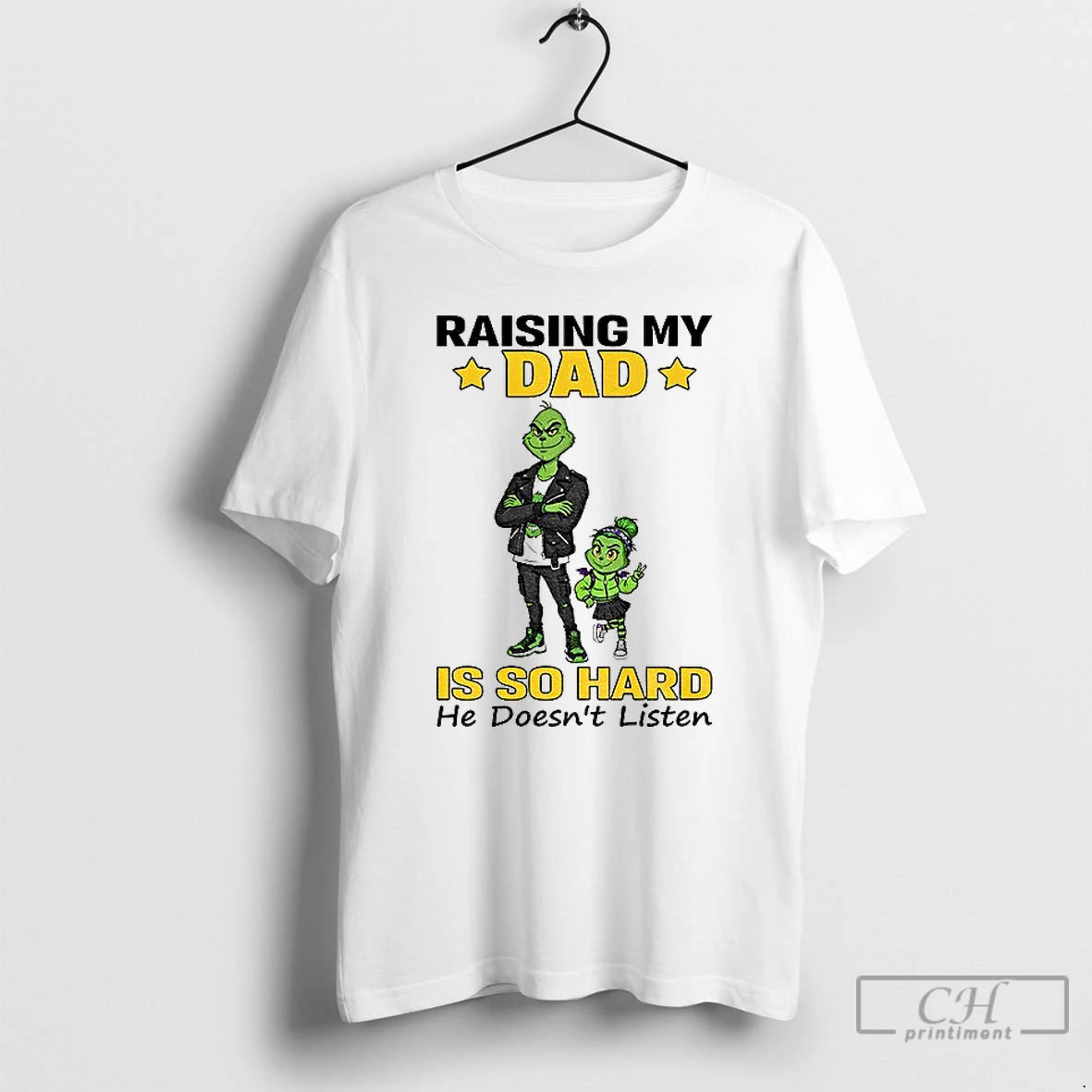 Premium Grinch Raising My Dad Is So Hard He Doesnt Listen Christmas T Shirts Sweater Hoodie, Sweatshirt | DripVista.com