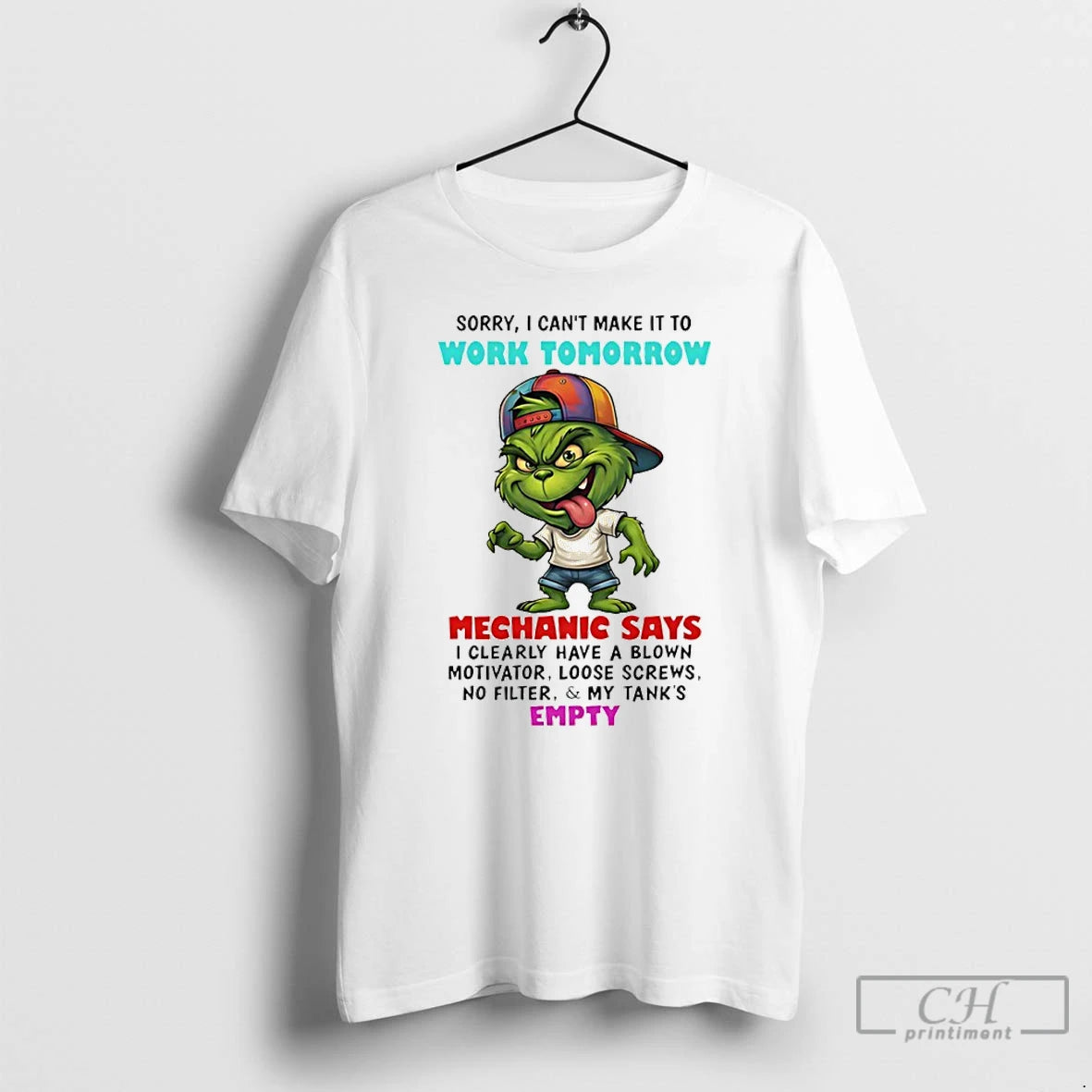 Premium Grinch Sorry I Cant Make It To Work Tomorrow Mechanic Says T Shirts Sweater Hoodie, Sweatshirt | DripVista.com