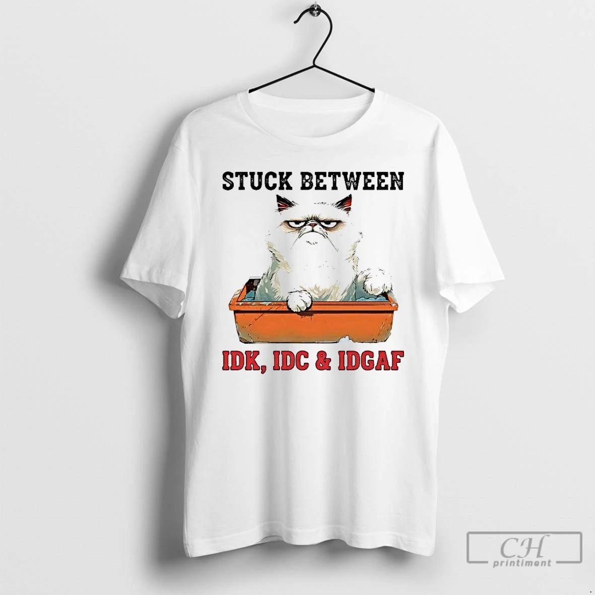 Premium Grumpy Cat Stuck Between Idk Idc And Idgaf T-Shirts, Hoodie, Sweatshirt | DripVista.com