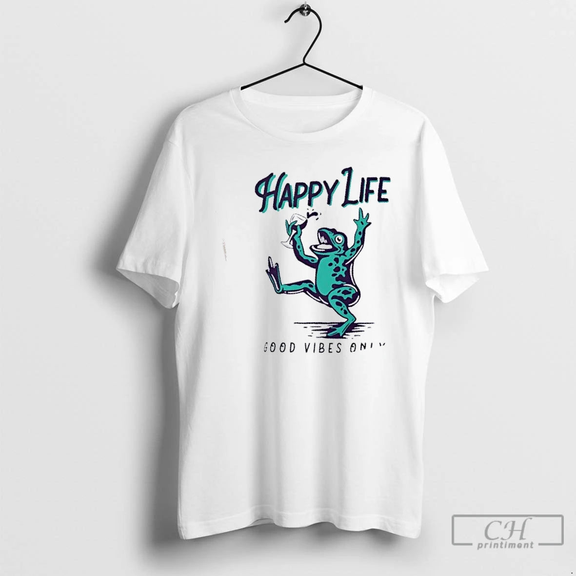 Premium Happy Life Good Vibes Only Frog T-Shirts, Hoodie, Sweatshirt | DripVista.com