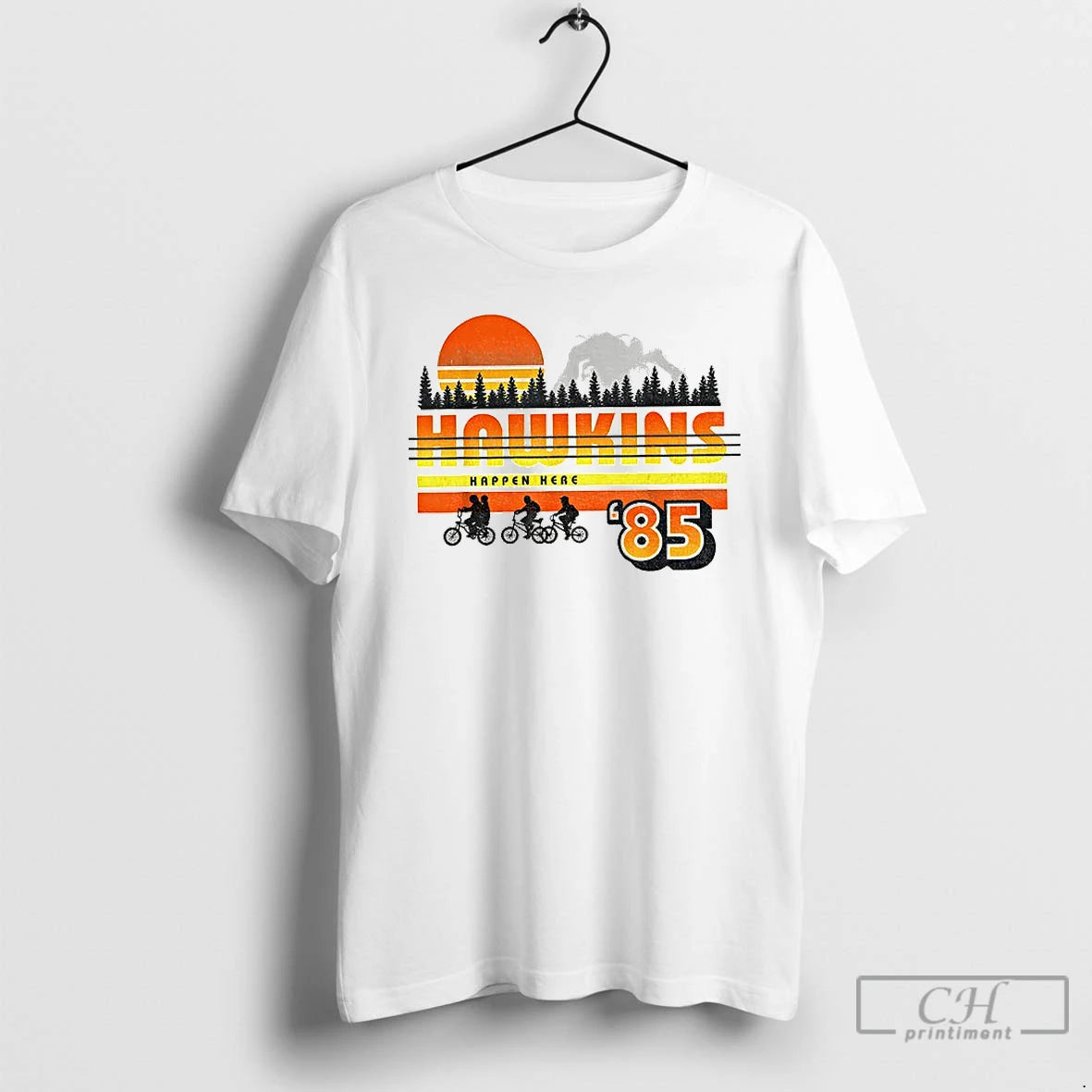 Premium Hawkins Upside Down Happen Here Friends Dont Lie 85 Vintage T-Shirts, Hoodie, Sweatshirt | DripVista.com