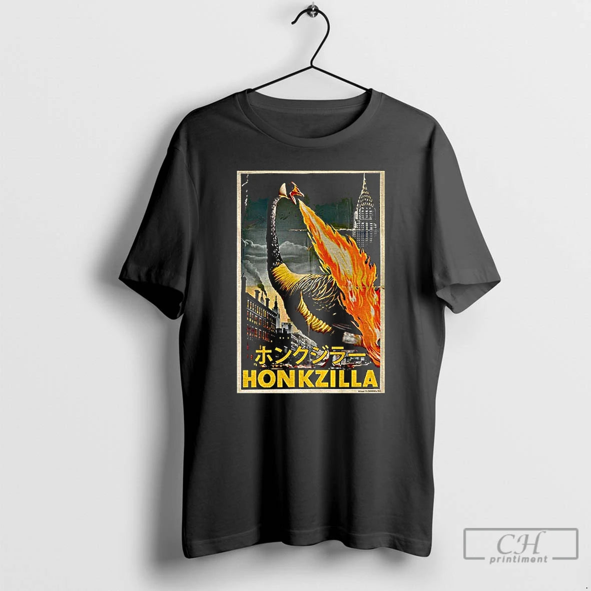 Premium Honkzilla Goose Retro Japanese Movie T-Shirts, Hoodie, Sweatshirt | DripVista.com