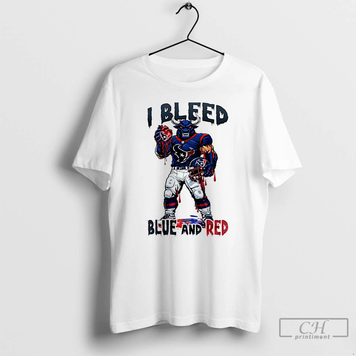 Premium Houston Texans Built On Loyalty I Bleed Blue And Red T-Shirts, Hoodie, Sweatshirt | DripVista.com