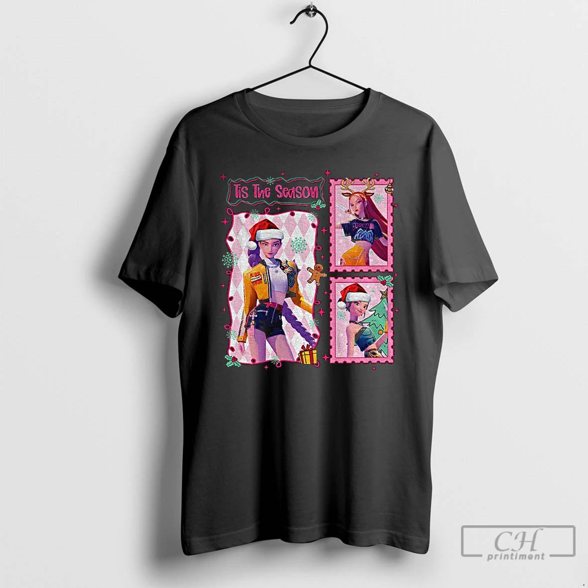 Premium Huntrix Kpop Demon Hunter Tis The Season Merry Xmas 2025 Graphic T Shirts Sweater Hoodie, Sweatshirt | DripVista.com