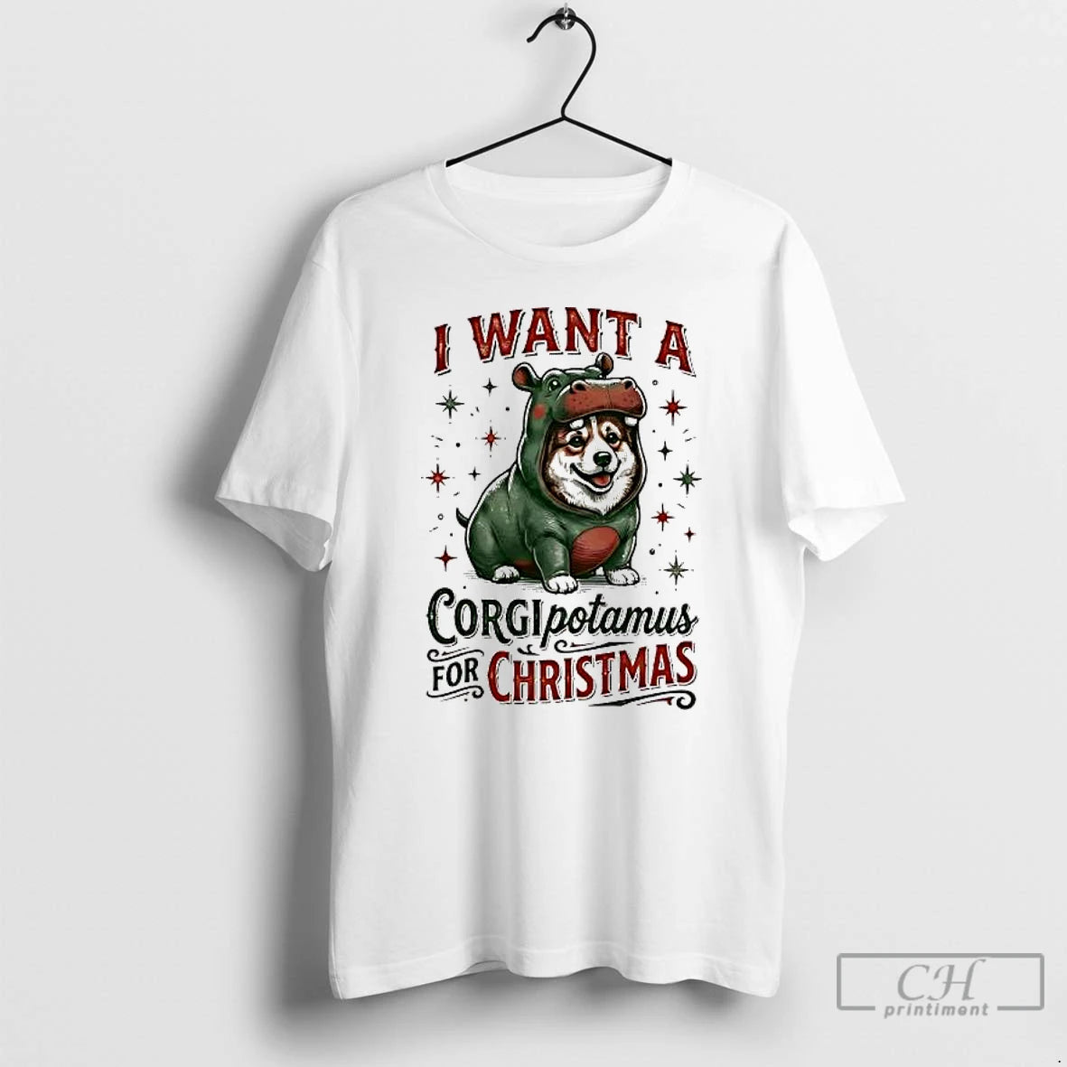 Premium I Want A Corgipotamus For Christmas Trends Stylish T-Shirts, Hoodie, Sweatshirt | DripVista.com