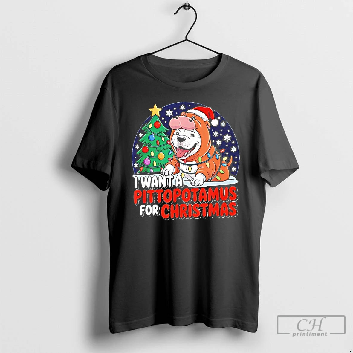 Premium I Want A Pittopotamus For Christmas T-Shirts, Hoodie, Sweatshirt | DripVista.com