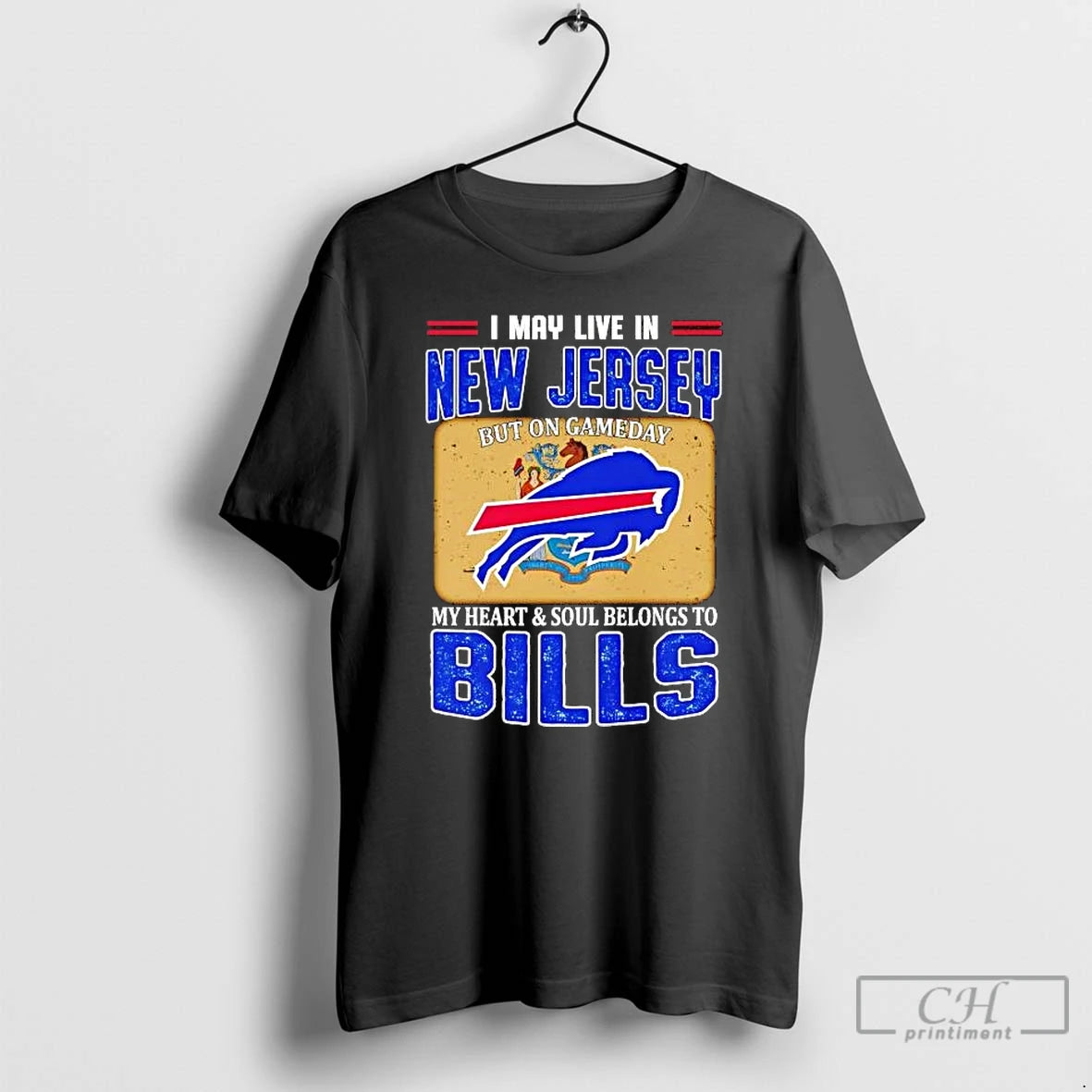 Premium I May Live In New Jersey But On Gameday My Heart And Soul Belongs T-Shirts, Hoodie, Sweatshirt | DripVista.com