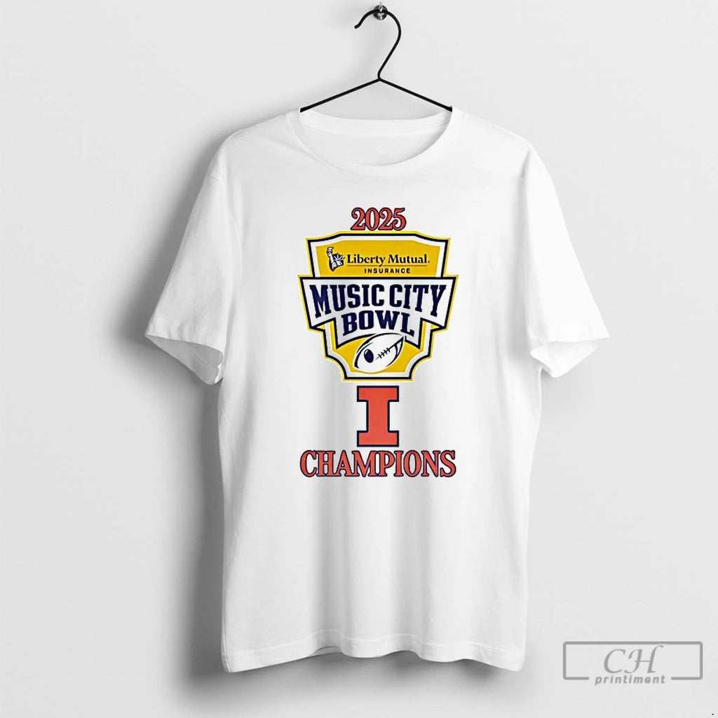 Premium Illinois Fighting Illini 2025 Music City Bowl Champions Logo T-Shirts, Hoodie, Sweatshirt | DripVista.com