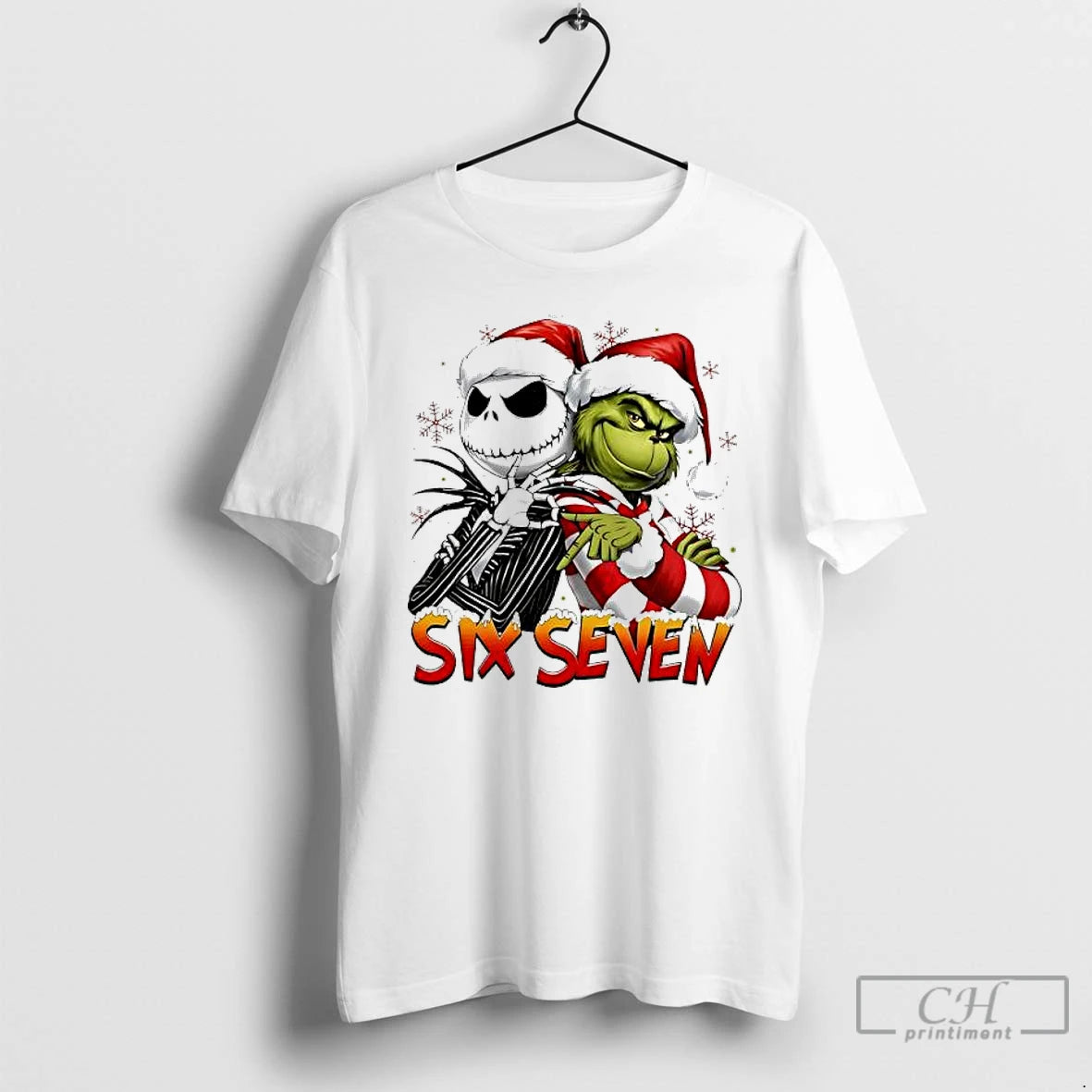 Premium Jack Skellington And Grinch Six Seven Merry Christmas T-Shirts, Hoodie, Sweatshirt | DripVista.com