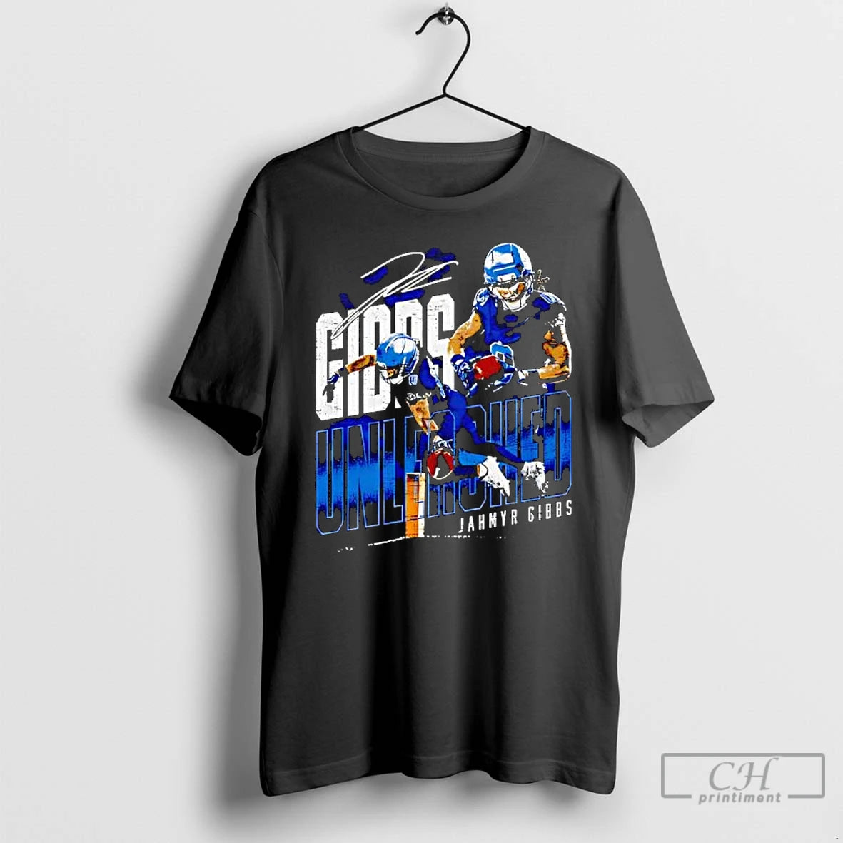 Premium Jahmyr Gibbs Detroit Unleashed Graphic Style T-Shirts, Hoodie, Sweatshirt | DripVista.com