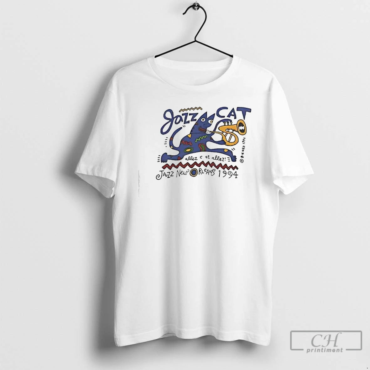 Premium Jazz Cat Graphic Cartoon Cat Playing Saxophone T-Shirts, Hoodie, Sweatshirt | DripVista.com
