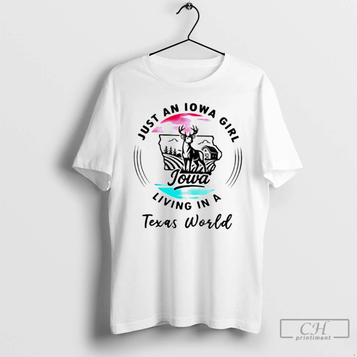Premium Just An Iowa Girl Living In A Texas World T-Shirts, Hoodie, Sweatshirt | DripVista.com