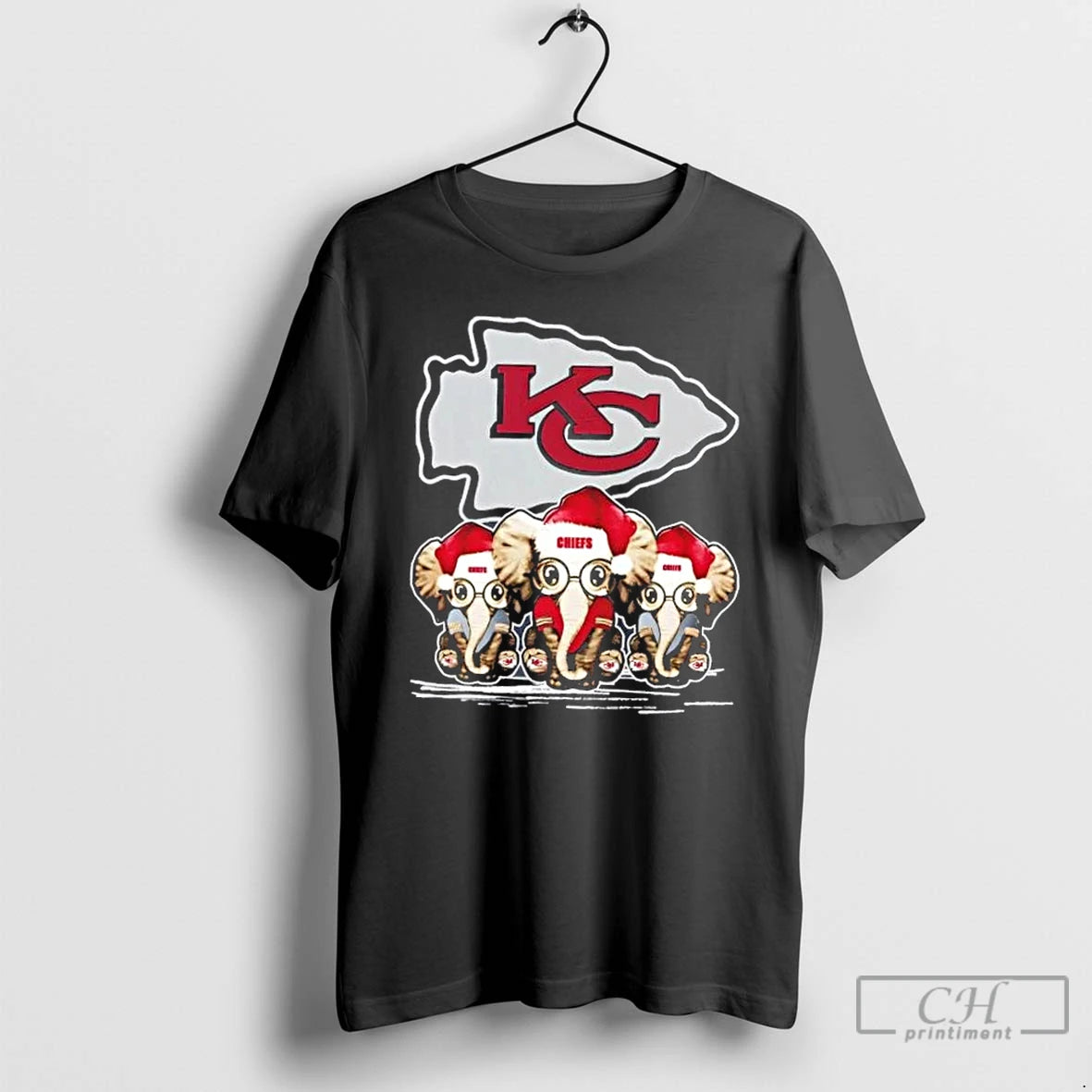 Premium Kansas City Chiefs X Elephants Santa Hat Merry Christmas T-Shirts, Hoodie, Sweatshirt | DripVista.com