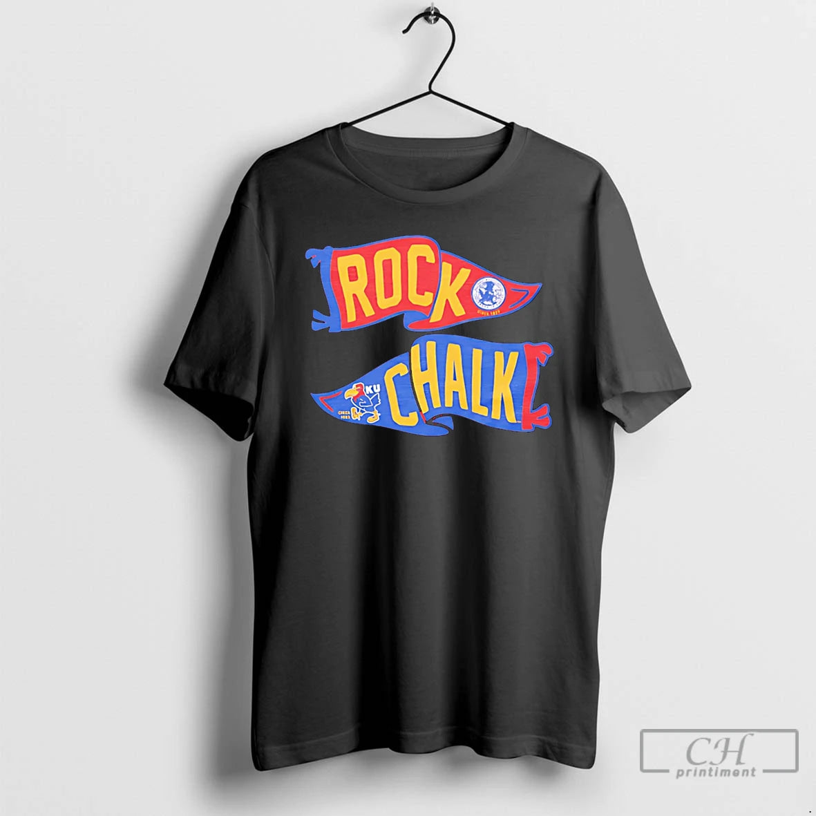 Premium Kansas Jayhawks Rock Chalk Ku Pennant T-Shirts, Hoodie, Sweatshirt | DripVista.com