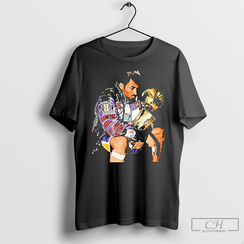 Premium Kobe Bryant Sat Holding The Trophy Graphic Retro T-Shirts, Hoodie, Sweatshirt | DripVista.com