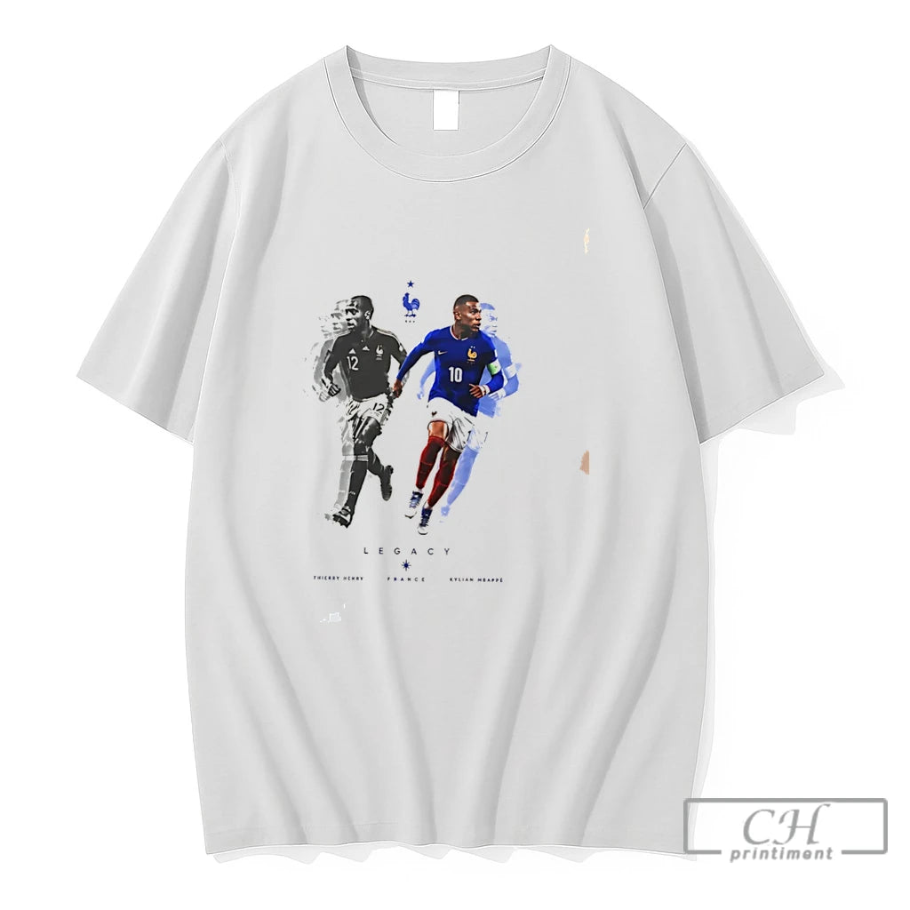 Premium Kylian Mbappe And Thierry Henry Dynamic Legacy Illustration Tee
