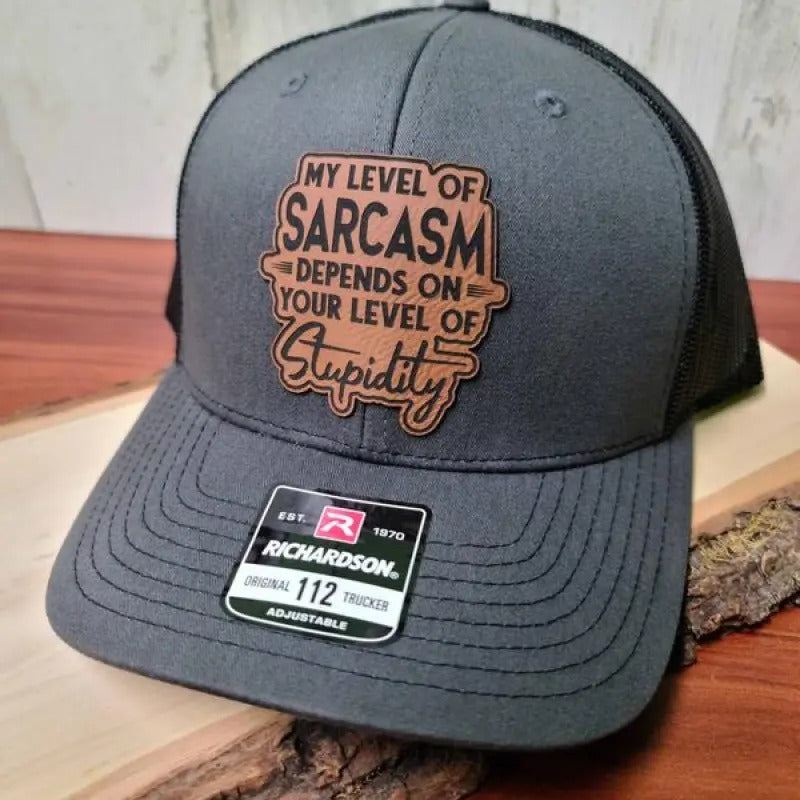 Premium Leather Patch Trucker Hat with Sarcasm Funny Print trucker hat T-Shirts, Hoodie, Sweatshirt | DripVista.com