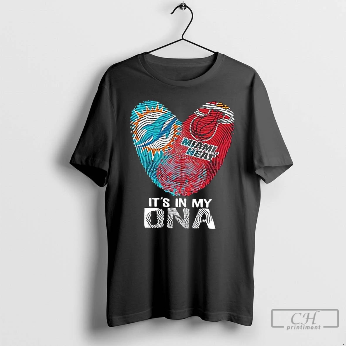 Premium Miami City Sports Dolphins X Heart Its In My Dna Fingerprint Heart T Shirts Hoodie, Sweatshirt | DripVista.com