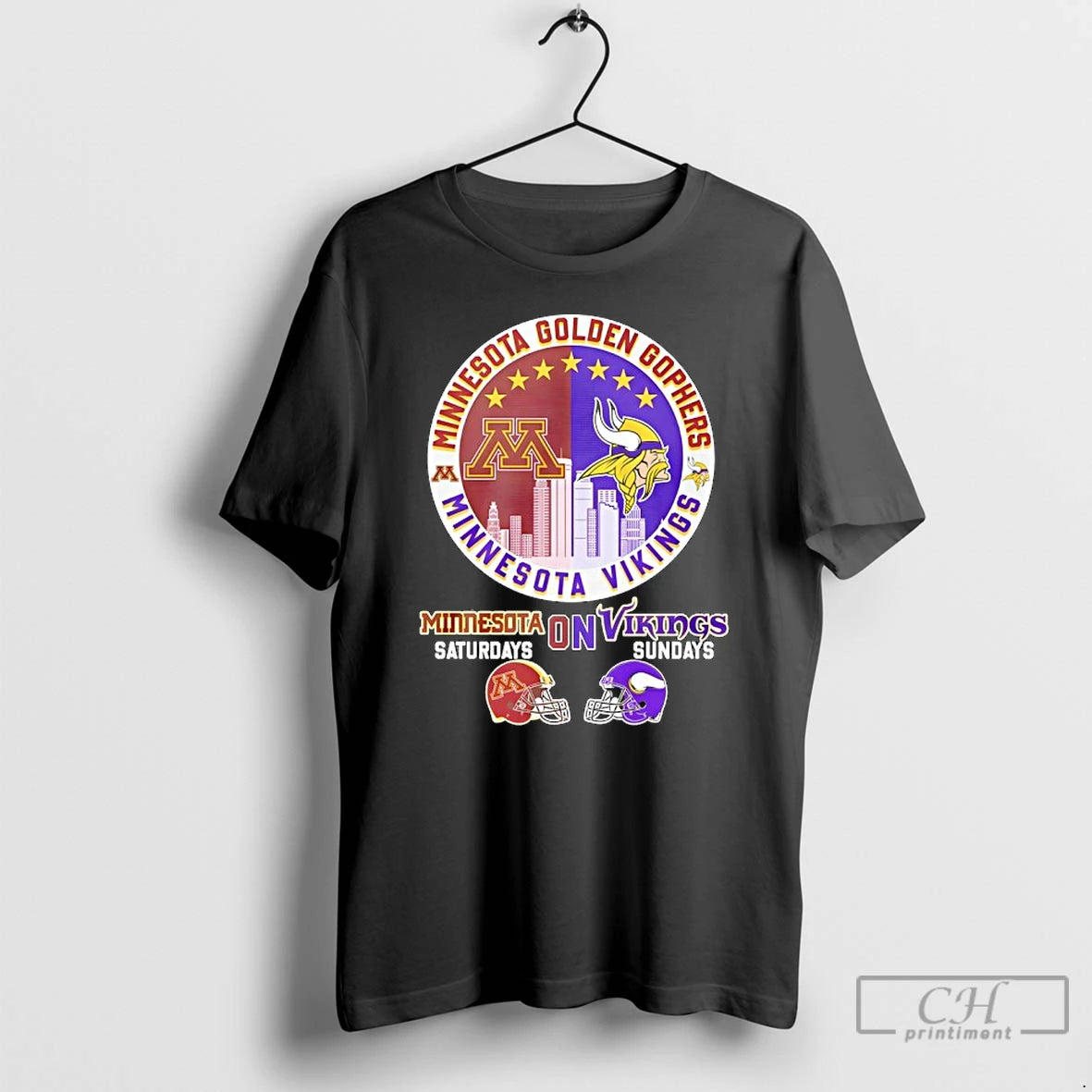 Premium Minnesota Golden Gophers On Saturdays And Minnesota Vikings On Sundays Helmet Logo Mashup T-Shirts, Hoodie,...