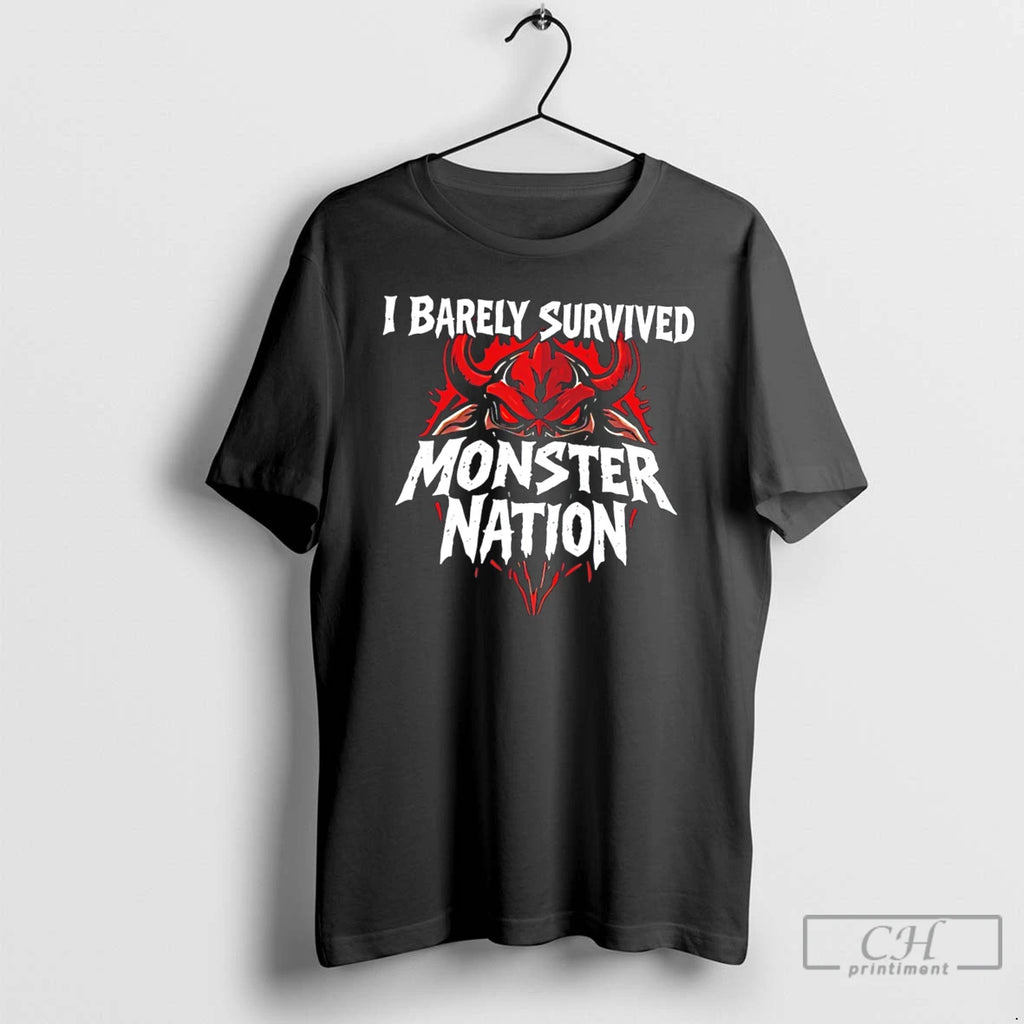 Premium Monster Nation I Barely Survived Skull Tee