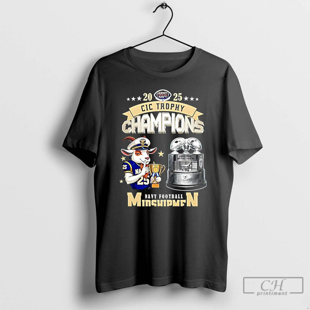 Premium Navy Midshipmen Football 2025 Cic Trophy Champions Mascot Christmas T-Shirts, Hoodie, Sweatshirt | DripVista.com