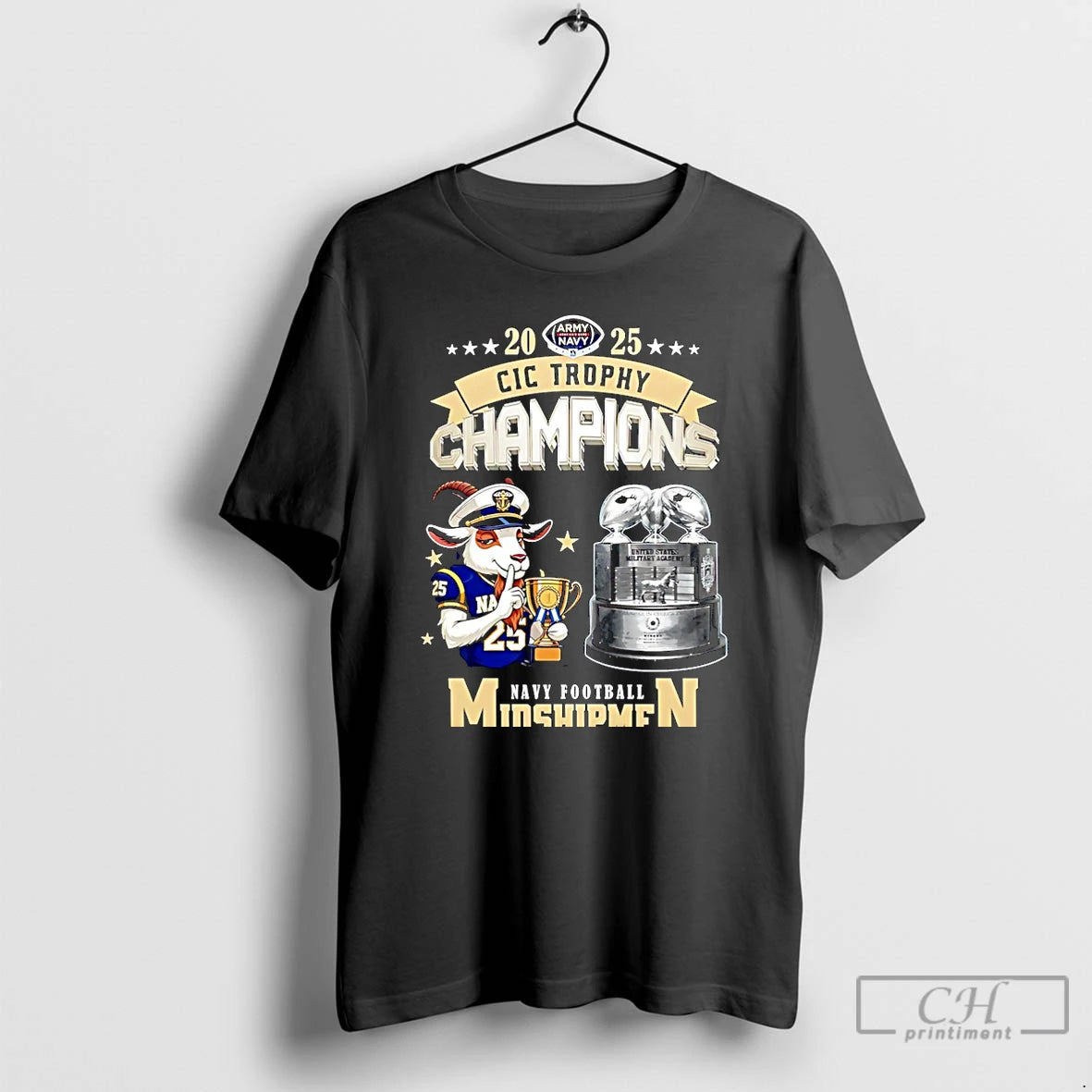 Premium Navy Midshipmen Football 2025 Cic Trophy Champions Mascot Christmas T-Shirts, Hoodie, Sweatshirt | DripVista.com