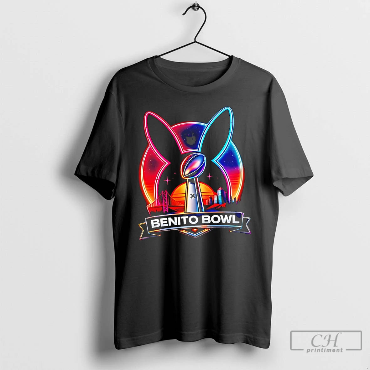 Premium Neon City Sunset Benito Bowl Football Trophy Bunny Ears Lix T-Shirts, Hoodie, Sweatshirt | DripVista.com