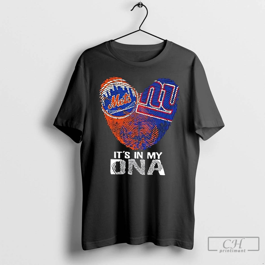 Premium New York City Sports Mets X Giants Its In My Dna Fingerprint Heart T-Shirts, Hoodie, Sweatshirt | DripVista.com