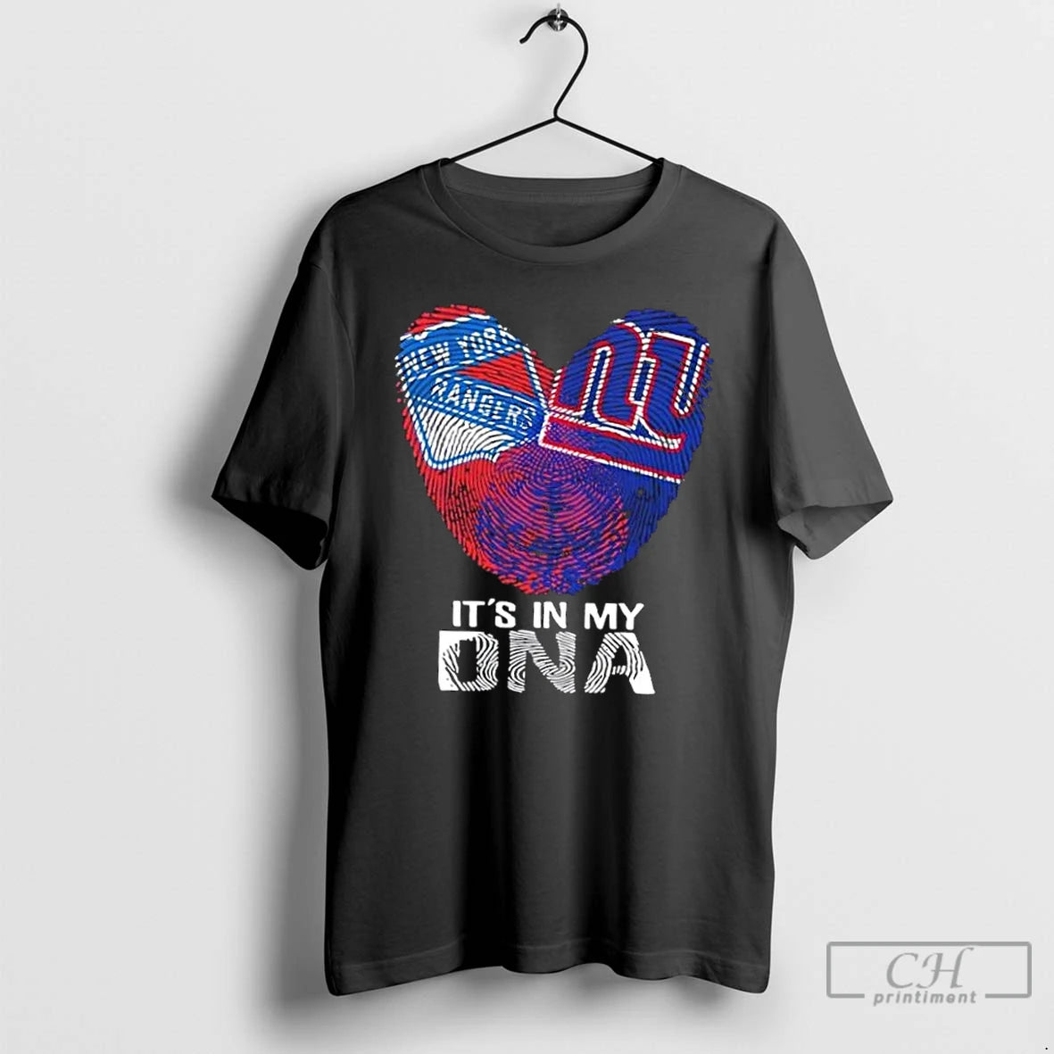Premium New York City Sports Rangers X Giants Its In My Dna Fingerprint Heart T-Shirts, Hoodie, Sweatshirt | DripVista.com