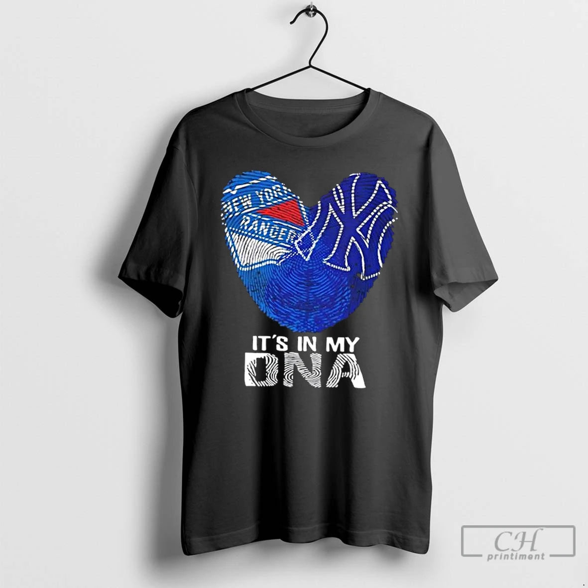 Premium New York City Sports Rangers X Yankees Its In My Dna Fingerprint Heart T-Shirts, Hoodie, Sweatshirt | DripVista.com