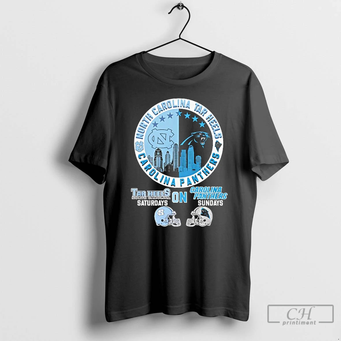 Premium North Carolina Tar Heels On Saturdays And Carolina Panthers On Sundays Helmet Logo Mashup T-Shirts, Hoodie,...