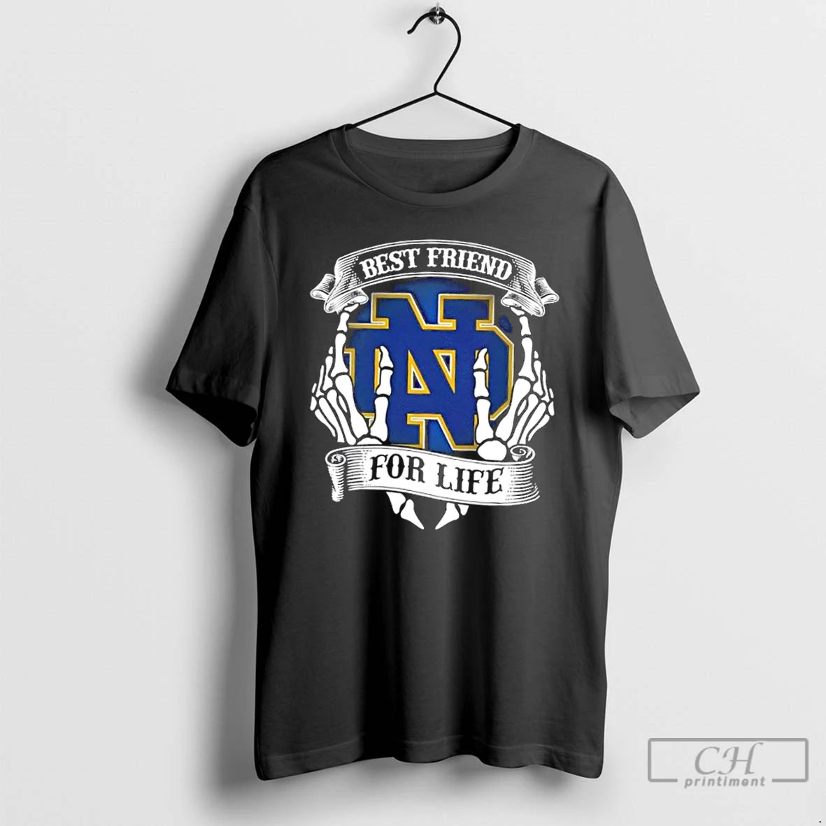 Premium Notre Dame Fighting Irish Best Friend For Life Hands Bones T-Shirts, Hoodie, Sweatshirt | DripVista.com