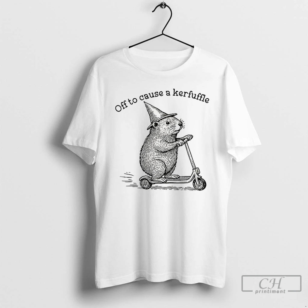 Premium Off To Cause A Kerfuffle Groundhog Scooter T-Shirts, Hoodie, Sweatshirt | DripVista.com
