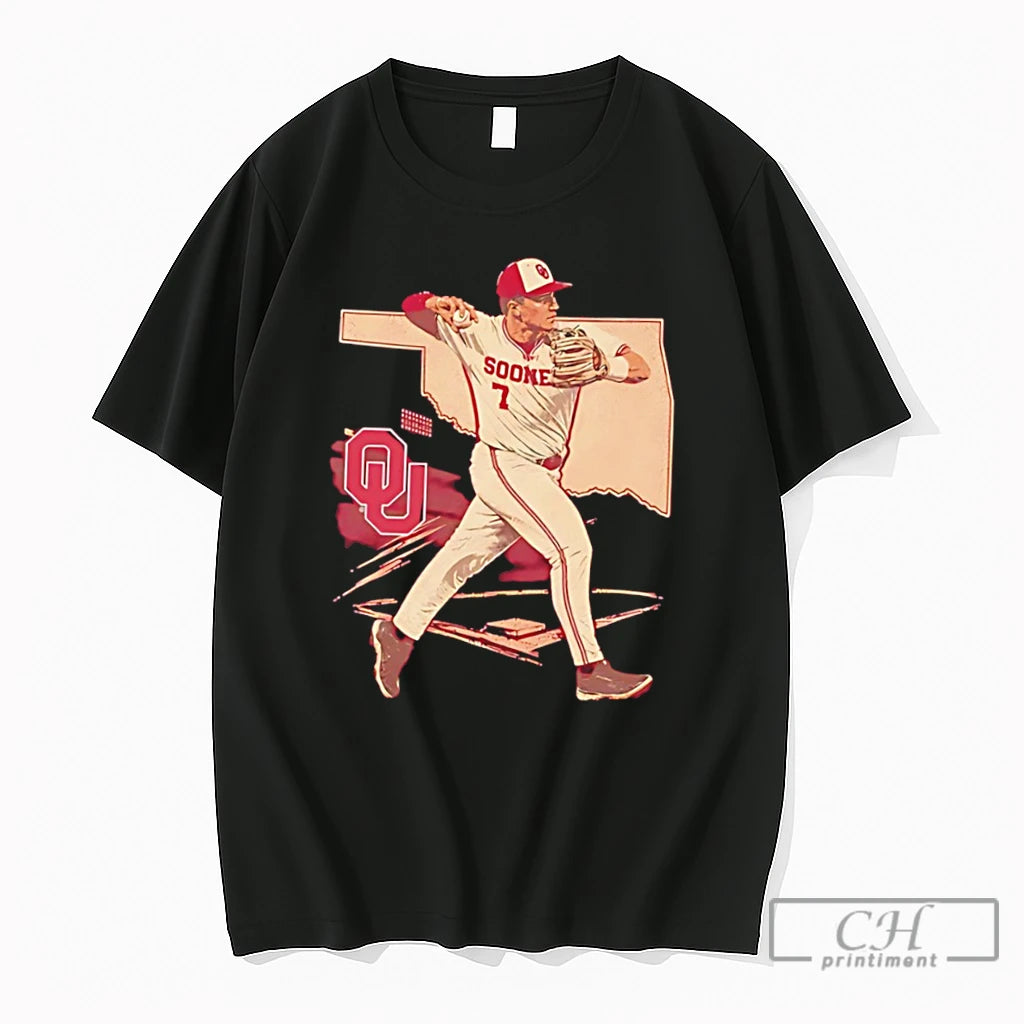 Premium Oklahoma Softball Jaxon Willits With Oklahoma Map Background Tee